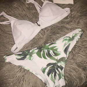 Zaful Cami Palm Leaf Print Bikini